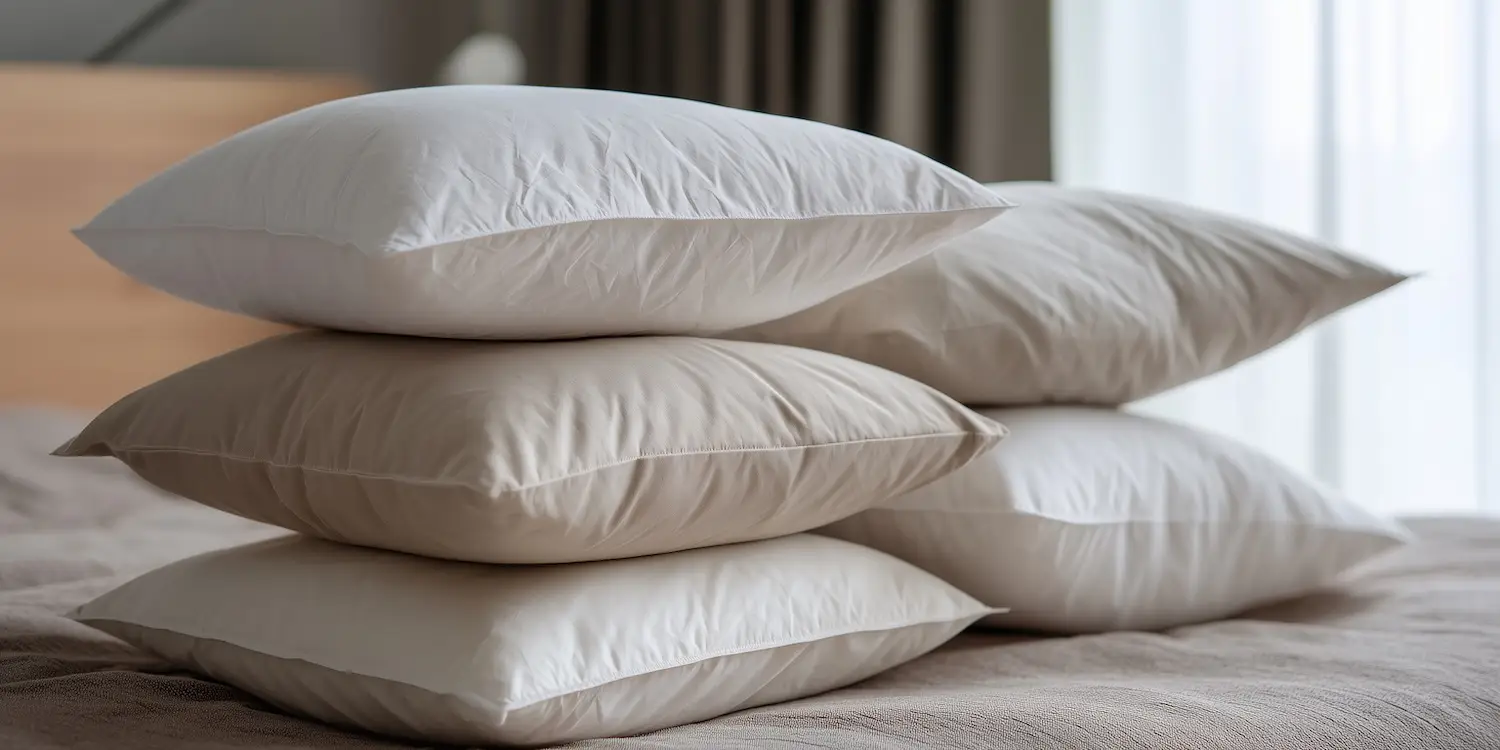 selection of pillows on top of a bed