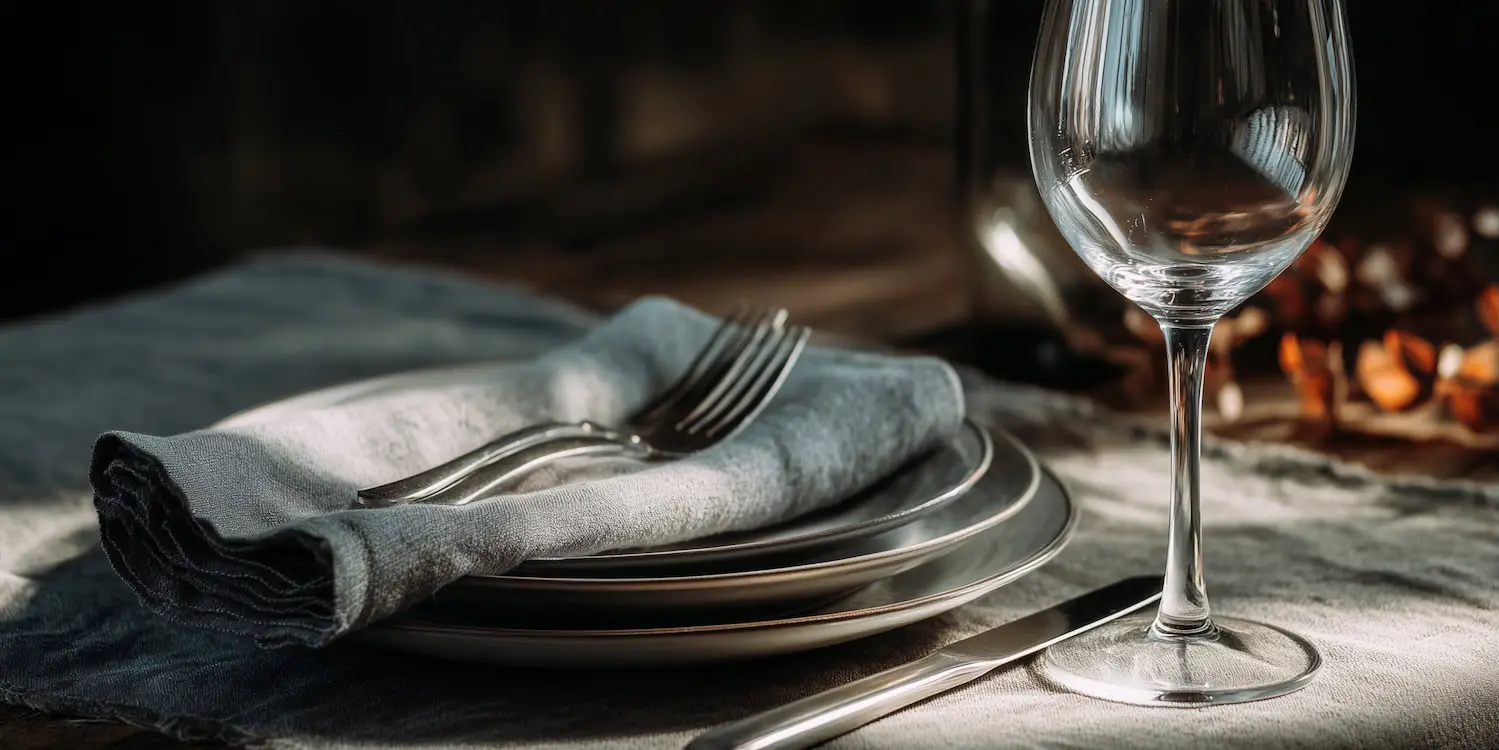 table setting for one person in a posh restaurant for solo dining