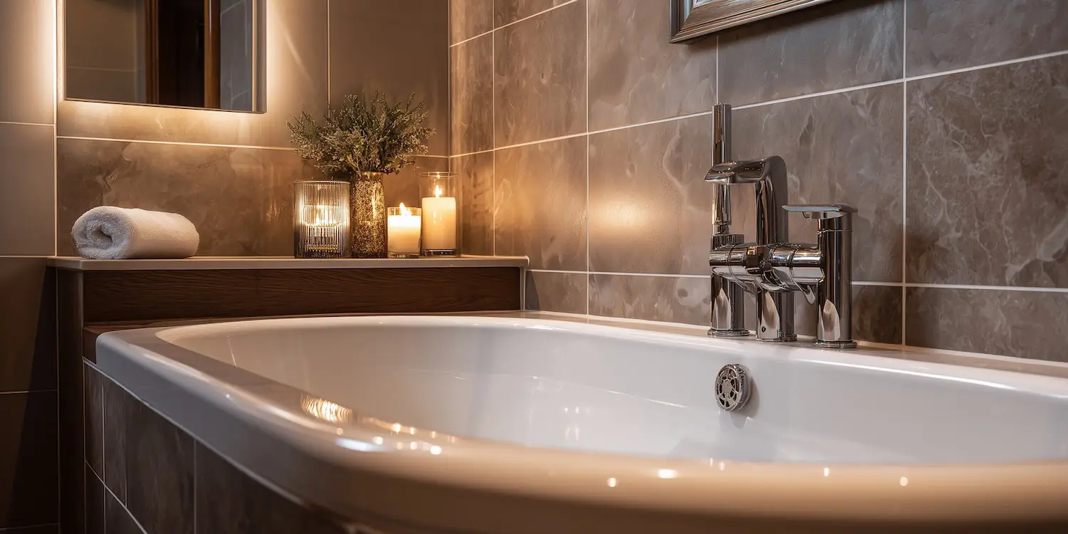 cosy bathroom showing bath and candles