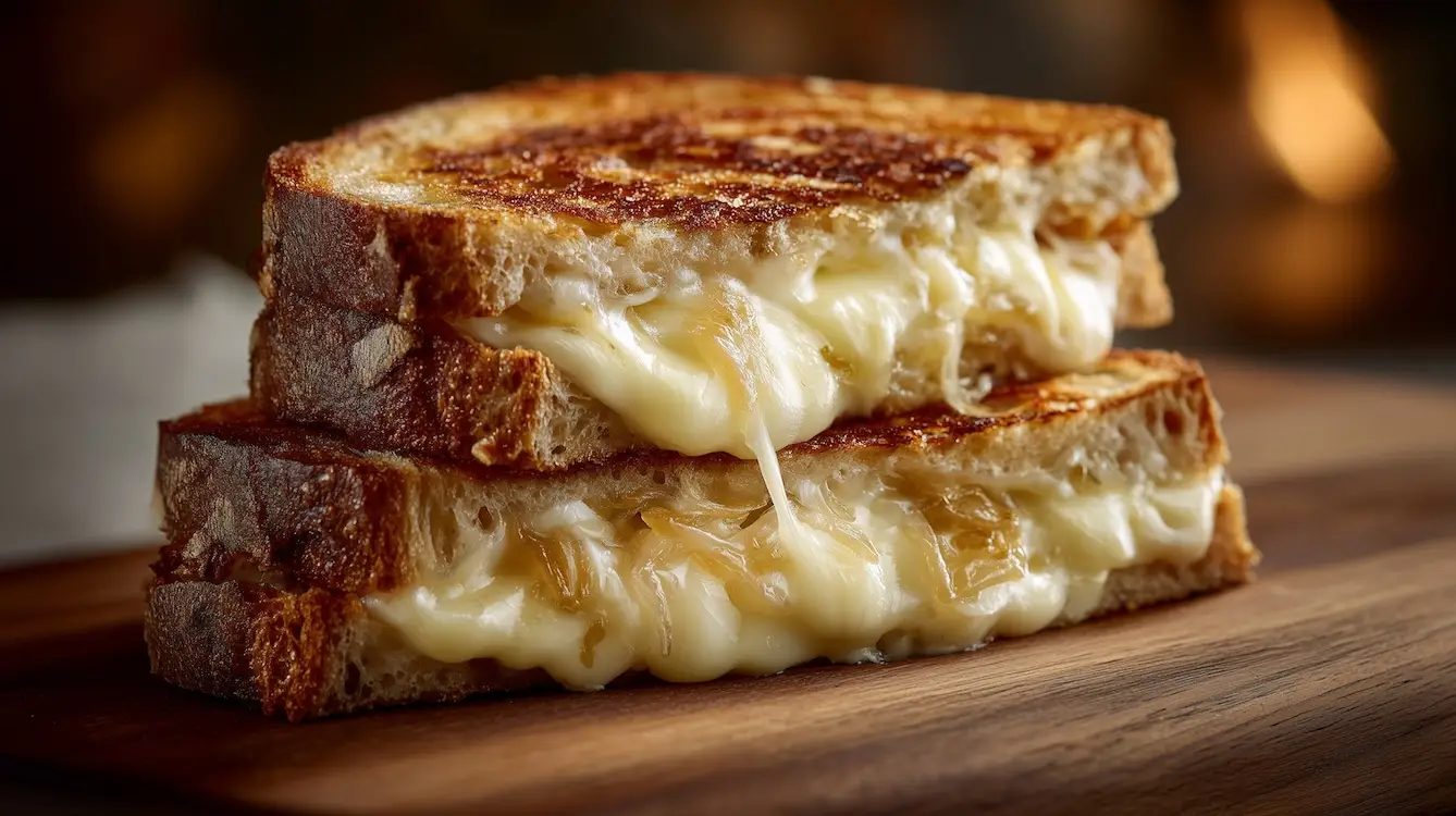 melted cheese and caramel onion sarnie