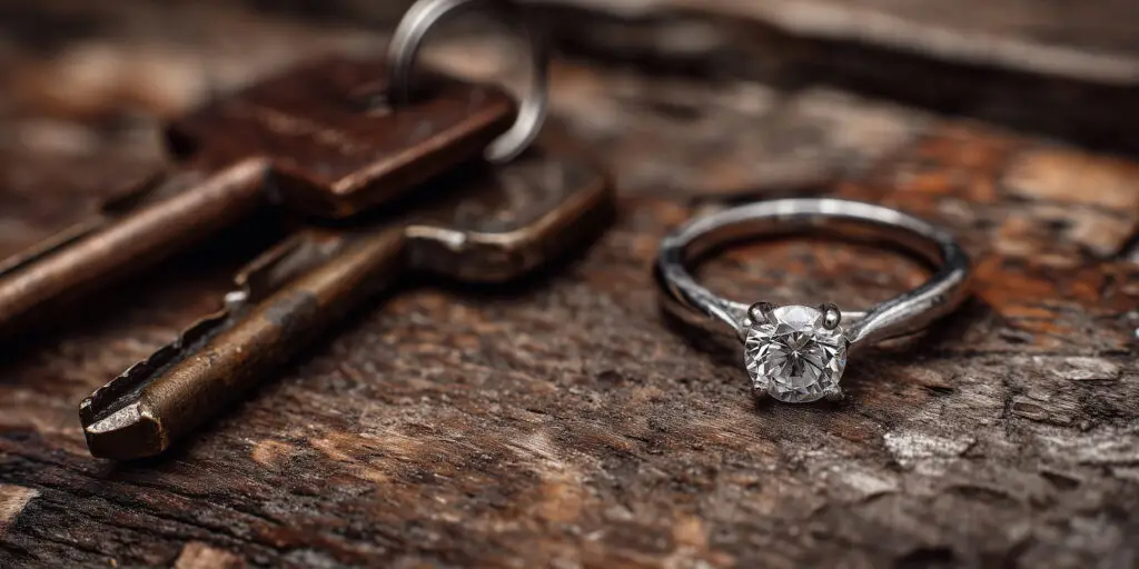 set of keys and engagement ring on counter after a breakup