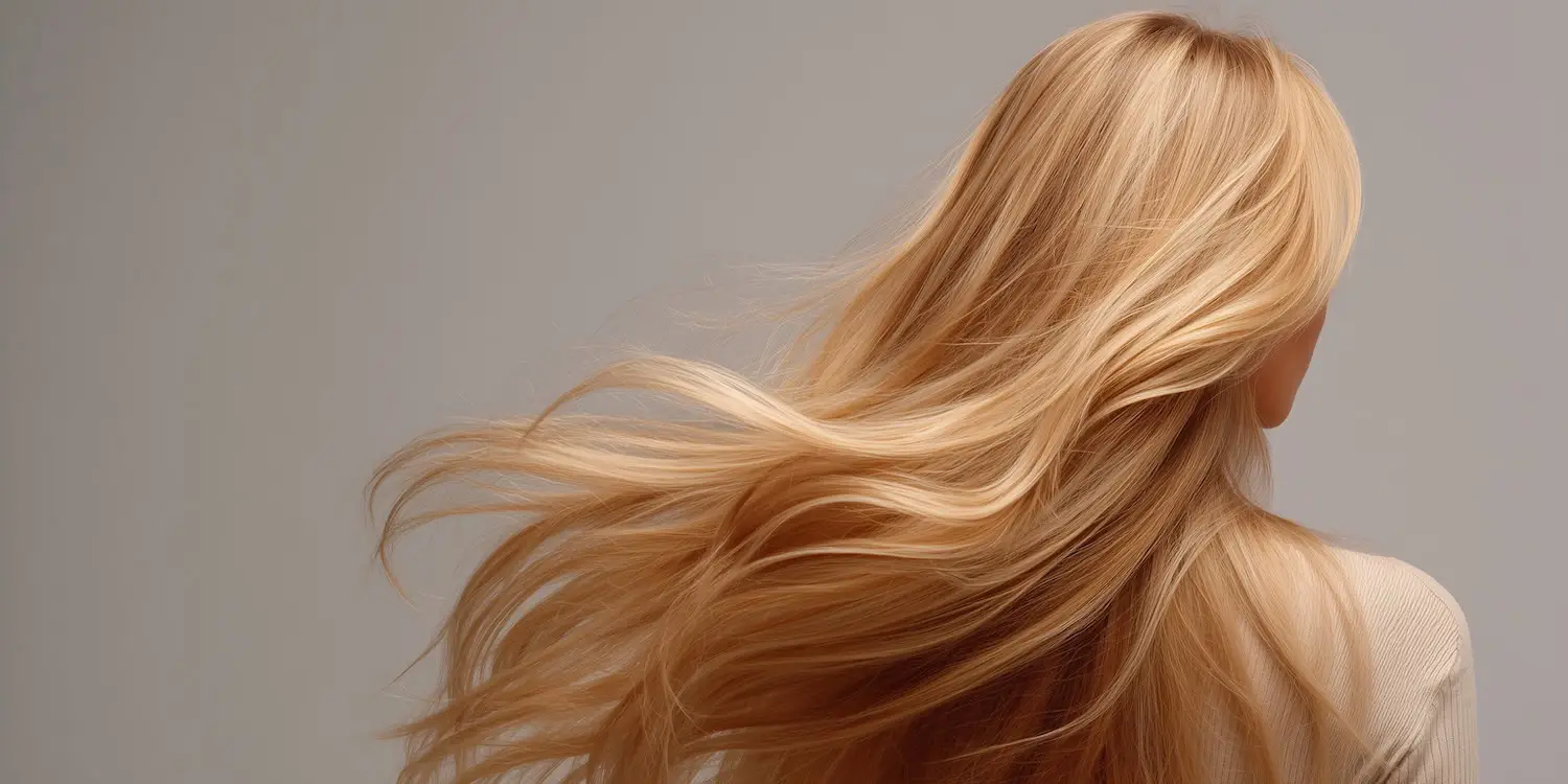 professionally fitted hair extensions image shows fa woman's lowing blonde hair from behind