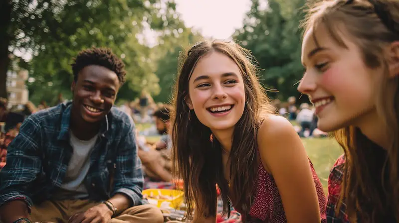 gen z group in park