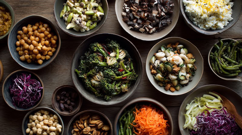 Healthy food in bowls