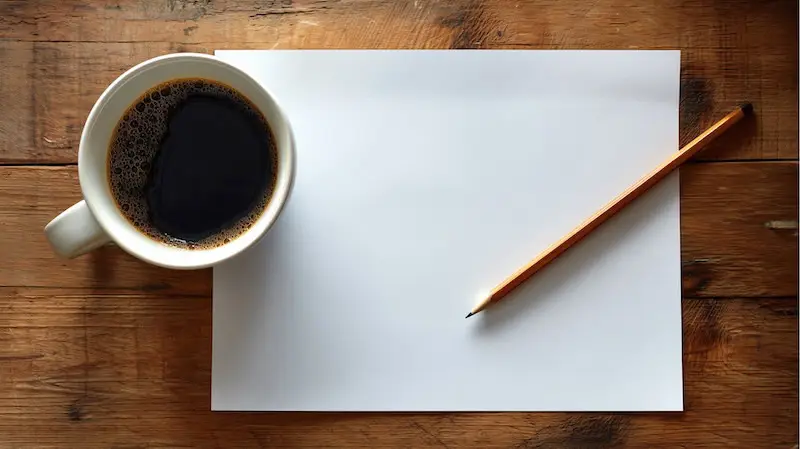 self assessment of your year paper and pencil wth coffee mug