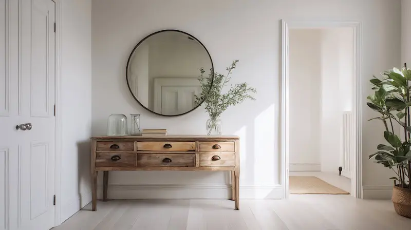 vintage revival interior trend hallway wooden furniture