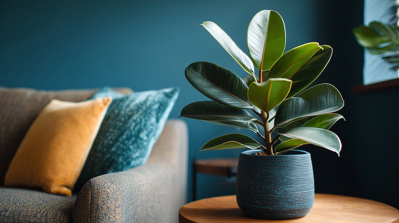 pet friendly baby rubber plant in living room