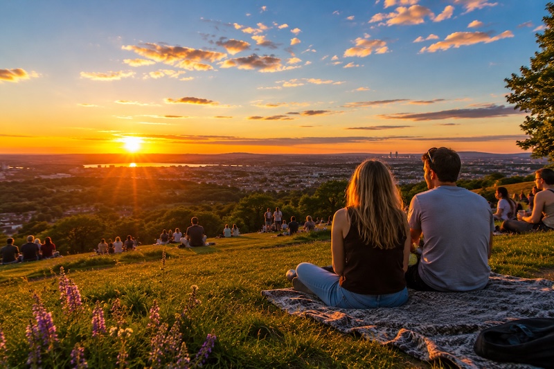 enjoying a summer sunset enjoying a summer sunset