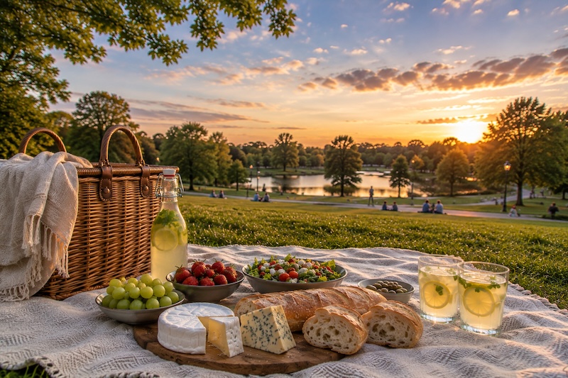 summer evening picnic in a park summer evening picnic in a park