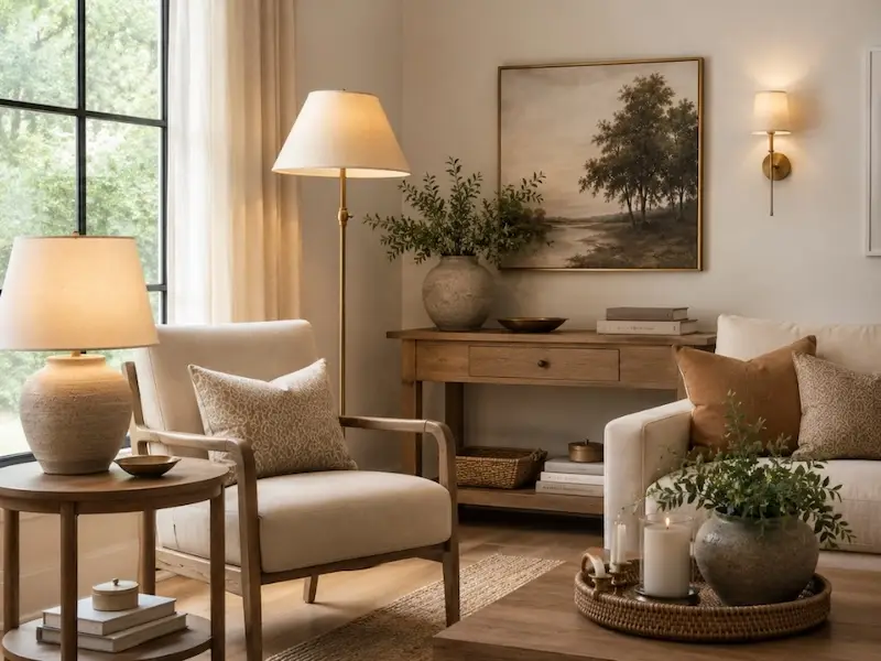mix natural materials for timeless finish