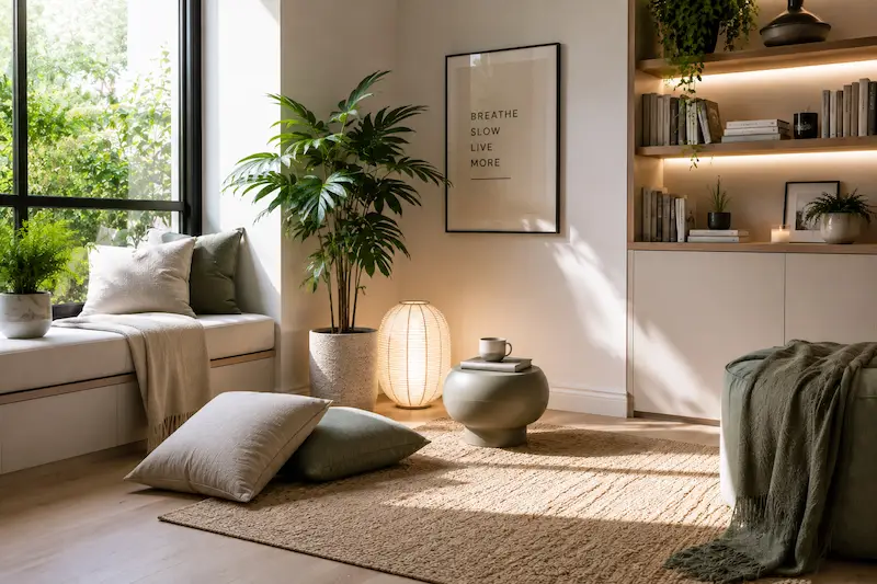 taking a break from tech in wellness home taking a break from tech in wellness home area corner of living room to chill out