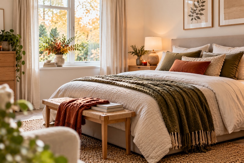 bedroom with autumn touches