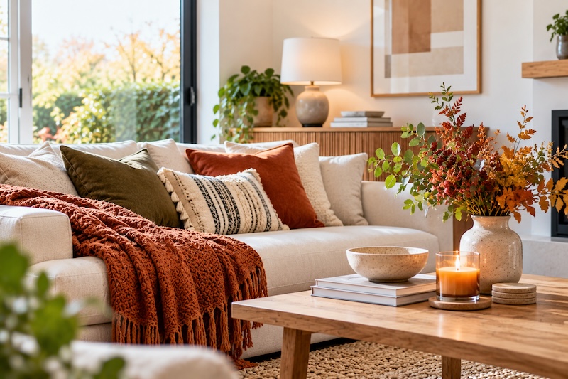 give your sofa a refresh with cushions and throws
